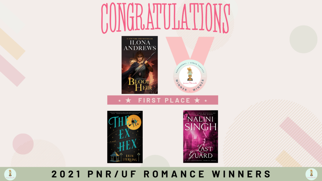 graphic showcasing the PNR/UF Romance award winners