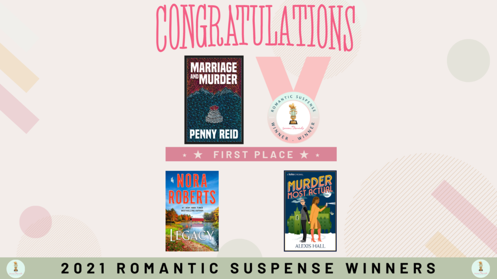 graphic showcasing the Romantic Suspense award winners