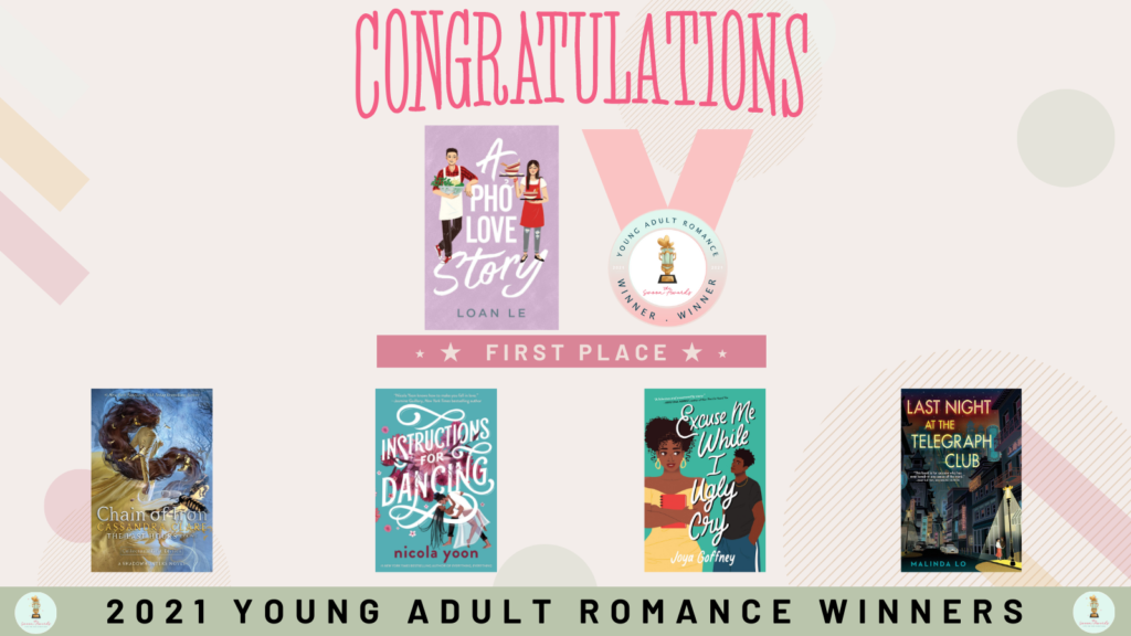 graphic showcasing the Young Adult Romance award winners